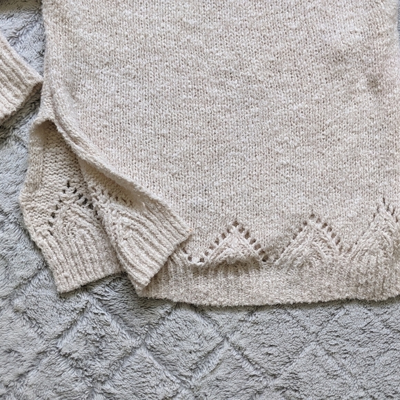 Anthropologie Pilcro Luna Pointelle Sweater Women's Small Cream Tunic Knit - Picture 2 of 5